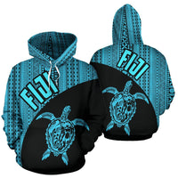 Fiji Tapa Hoodie Fiji Turtle Mermaid Unisex Blue - Polynesian Pride