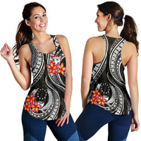Pohnpei Micronesian Women Racerback Tank - Black Plumeria - Polynesian Pride