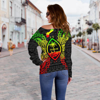 Guam Polynesian Shoulder Sweater Map Reggae - Polynesian Pride