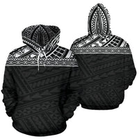 Poly All Over Hoodie Polynesian Black Version Unisex White - Polynesian Pride