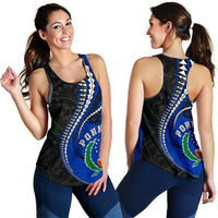 Pohnpei Women's Racerback Tank Kanaloa Tatau (Black) - Polynesian Pride