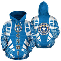 The Northern Mariana Islands All Over Zip up Hoodie Polynesian Tattoo Unisex White - Polynesian Pride