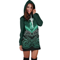 Maori Manaia New Zealand Hoodie Dress Turquoise - Polynesian Pride