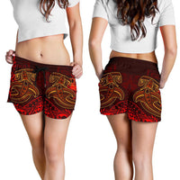 Pohnpei Women's Shorts - Red Shark Polynesian Tattoo - Polynesian Pride