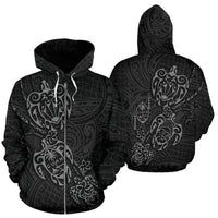 Zip up Hoodie Guam Family Turtles Map Polynesian Grey Unisex Grey - Polynesian Pride