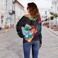 Guam Shoulder Sweater - Hibiscus Polynesian Pattern - Polynesian Pride