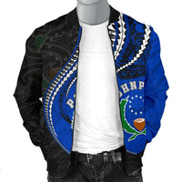 Pohnpei Men's Bomber Jacket Kanaloa Tatau (Black) - Polynesian Pride