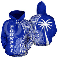 Pohnpei Polynesian Hoodie Coconut Tree Blue Unisex Blue - Polynesian Pride