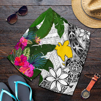 Papua New Guinea Men's Short White - Turtle Plumeria Banana Leaf - Polynesian Pride