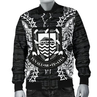 Tuvalu Polynesian Men's Bomber Jacket Map Black - Polynesian Pride