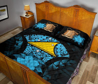 Tokelau Polynesian Quilt Bed Set Hibiscus Blue - Polynesian Pride