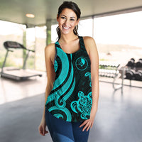 Yap Micronesian Women Racerback Tank - Turquoise Tentacle Turtle - Polynesian Pride