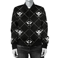 Kanaka Maoli Women's Bomber Jacket Regal White AH - Polynesian Pride