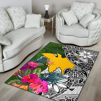 Papua New Guinea Area Rug White - Turtle Plumeria Banana Leaf - Polynesian Pride