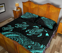 Hawaii Polynesian Quilt Bed Set - Blue Sea Turtle - Polynesian Pride