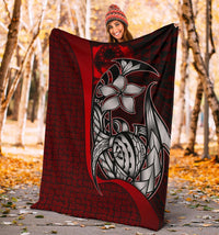 Pohnpei Micronesia Premium Blanket Red - Turtle With Hook - Polynesian Pride