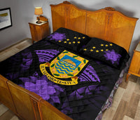 Tuvalu Polynesian Quilt Bed Set Hibiscus Purple - Polynesian Pride
