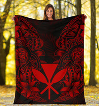 Polynesian Hawaii (Kanaka Maoli) Premium Blanket - Red Turtle Homeland - Polynesian Pride