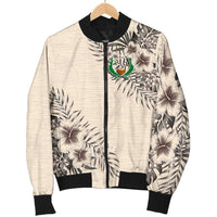 Pohnpei Men's Bomber Jacket - The Beige Hibiscus - Polynesian Pride