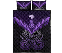 Maori Manaia New Zealand Quilt Bed Set Purple - Polynesian Pride