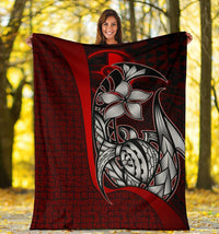 Yap Micronesia Premium Blanket Red - Turtle With Hook - Polynesian Pride