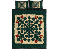 Hawaiian Quilt Anthurium Flowers Quilt Bed Set - AH - Polynesian Pride