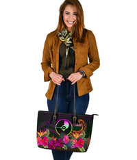 YAP Personalised Large Leather Tote Bag - Summer Hibiscus - Polynesian Pride