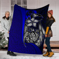 Pohnpei Micronesia Premium Blanket Blue - Turtle With Hook - Polynesian Pride
