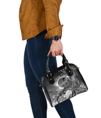 Custom Personalised Yap Shoulder Handbag - Humpback Whale with Tropical Flowers (White) - Polynesian Pride