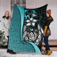 Pohnpei Micronesia Premium Blanket Turquoise - Turtle With Hook - Polynesian Pride
