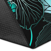 Yap Polynesian Area Rugs - Turtle With Blooming Hibiscus Turquoise - Polynesian Pride