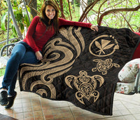 Hawaii Premium Quilt - Gold Tentacle Turtle - Polynesian Pride