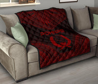 Pohnpei Premium Quilt - Pohnpie Flag Polynesian Chief Red Version - Polynesian Pride