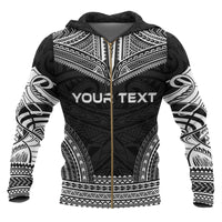 Tuvalu Polynesian Chief Custom Zip up Hoodie Black Version - Polynesian Pride