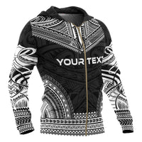 Tuvalu Polynesian Chief Custom Zip up Hoodie Black Version - Polynesian Pride