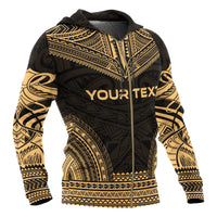 Tuvalu Polynesian Chief Custom Zip up Hoodie Gold Version - Polynesian Pride