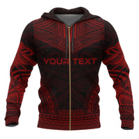 Tuvalu Polynesian Chief Custom Zip up Hoodie Red Version - Polynesian Pride