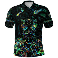 Maori Aotearoa Rugby Haka Polo Shirt New Zealand Silver Fern Paua Shell Green - Polynesian Pride