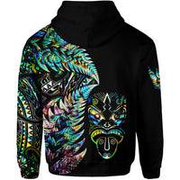 New Zealand Haka Rugby Maori Zip Hoodie Silver Fern Vibes Paua Shell LT8 - Polynesian Pride