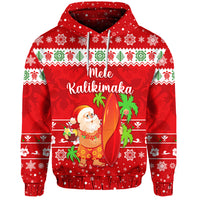 Custom Hawaii Christmas Hoodie Santa Claus Surfing Simple Style Red LT8 - Polynesian Pride