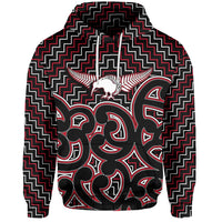 New Zealand Hoodie Maori Graphic Tee patterns Red LT6 Unisex Red - Polynesian Pride