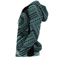 Hawaii Coat of Arms Polynesian Zip up Hoodie Tatoo Style Blue - Polynesian Pride