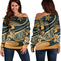 Polynesian Tribal Off Shoulder Sweater LT6 Women Green - Polynesian Pride