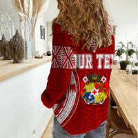 Personalised Tonga Independence Day Women Casual Shirt Kupesi Pattern Mix Style LT7 - Polynesian Pride