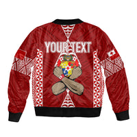 Personalised Tonga Rugby Sleeve Zip Bomber Jacket Mate Ma'a Tonga Independence Day LT7 - Polynesian Pride