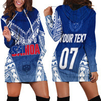 Personalised Samoa Rugby Hoodie Dress Manu Samoa Gradient Blue LT7 Blue - Polynesian Pride