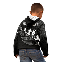 Personalised New Zealand Football Ferns Kid Hoodie Women's World Cup 2023 Tribal Koru Pattern LT7 - Polynesian Pride