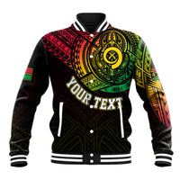 Personalised Vanuatu Baseball Jacket Turtle Chest Tattoo Flag Color LT7 Unisex Black - Polynesian Pride