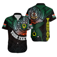 Personalised Vanuatu Hawaiian Shirt Turtle Chest Tattoo Flag Color - Penama LT7 Black - Polynesian Pride