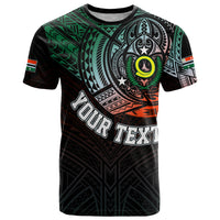 Custom Vanuatu T Shirt Turtle Chest Tattoo Flag Color Penama LT7 Black - Polynesian Pride